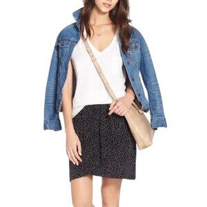 EUC Women's MADEWELL 100% Silk Faux Wrap‎ Skirt w/Pockets Dot Scatter | Size S